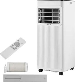 VEVOR Mobiele Airconditioner 9000 BTU 2,6 kW met afvoerslang, 3-in-1 draagbare airconditioner met koeling, ventilatie en ontvochtiging, LED-display, afstandsbediening en 24-uurs timer voor gebruik binnenshuis