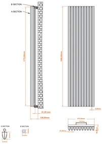 Eastbrook Witney radiator 45x180cm aluminium 2039W wit mat