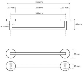 Sapho X-Round handdoekhouder 35cm zwart