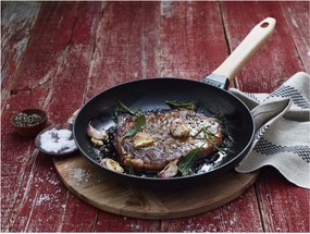 Staub Pans Koekenpan met houten handvat 28 cm, Zwart - Pans - Staub
