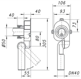 Sanigoods urinoir sifon horizontaal en verticaal