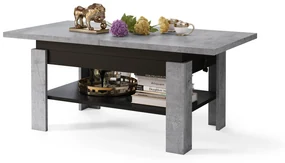 RIO Millennium Beton/Zwart Mat - KOFFIETAFEL, UITSCHUIFBAAR MET HEFFUNCTIE VOOR HET BLAD