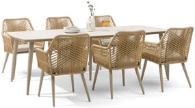 Tuinset 6 personen 240 cm Aluminium/rope Taupe Coco Vedra/Vienna