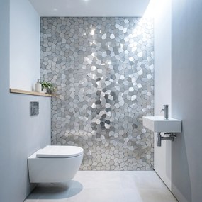 Zelfklevende Mozaïektegels Metaal | Polygoon Zilver | 30×26,2 cm | Keuken, Bad &amp; WC