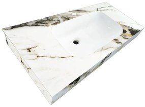 Lambini Designs Cantik keramische wastafel 80cm licht marmer met kraangat