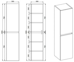 Fontana Rovigo kolomkast 160x35x35cm kasteel bruin