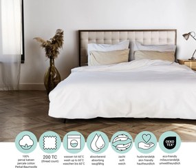 Dekbedovertrek Percal– 100% percal katoen – 140×200/220 – wit