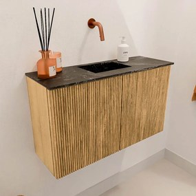 Mondiaz Joya DLux 70cm toiletmeubel oak met wastafel faye midden zonder kraangat lava
