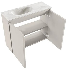 Mondiaz Ture DLux toiletmeubel 60cm linen met wastafel ostra links zonder kraangat