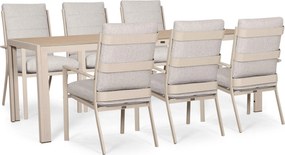 Tuinset 6 personen 205 cm Aluminium Zand/Beige Lifestyle Garden Furniture Lecce/Creta