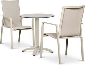 Tuinset Ronde Tuintafel 2 personen 70 cm Aluminium Zand/Beige  Lifestyle Garden Furniture Ultimate/Talao
