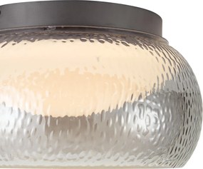 Art Deco plafondlamp gunmetal met smoke glas incl. LED 3-staps dimbaar - Thimble