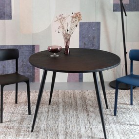 LUMZ Home Mo Ronde Eettafel Zwart Teak Hout - 110 X 110cm.
