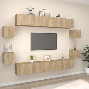 vidaXL 8-delige Tv-meubelset bewerkt hout sonoma eikenkleurig