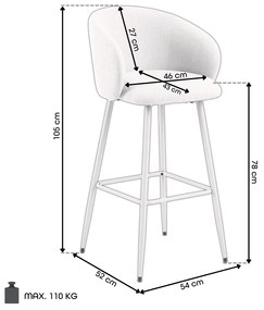 CLARA Beige (Basel 24 stof)/beige frame - GESTOFFEERDE BARSTOEL VOOR KEUKEN/WOONKAMER/RESTAURANT