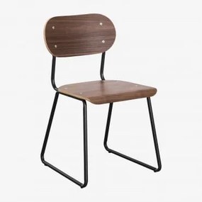 Set Van 4 Jodie Eetkamerstoelen Van Walnootfineer Zwart - Sklum