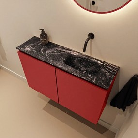 Mondiaz Ture DLux toiletmeubel 80cm fire met wastafel lava rechts zonder kraangat