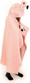 Noxxiez knuffelplaid'Flamingo'met capuchon - 130 x 100 cm