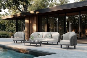 Stoel en Bank Loungeset 2 personen Aluminium/rope Grijs  Santika Furniture Santika