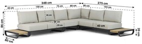 Hoek loungeset 6 personen Aluminium Grijs  Lifestyle Garden Furniture Venice