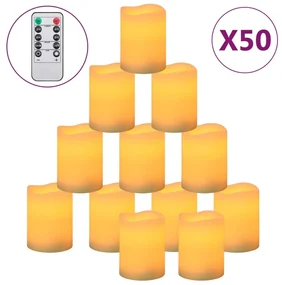 vidaXL LED-kaarsen 50 st vlamloos met afstandsbediening warmwit