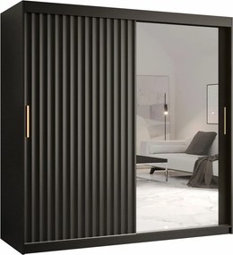 Kledingkast Hartford 338, Zwart, 200x180x62cm, 149 kg, Kledingkast deuren: Schuivend, Aantal planken: 9, Aantal planken: 9