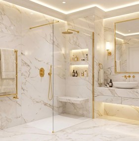 Walk-in douchewand Rea Flexi Transparent / Gold 140