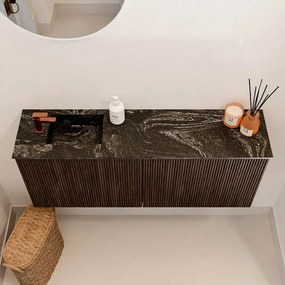 Mondiaz Joya DLux 100cm toiletmeubel walnut met wastafel faye links 1 kraangat lava