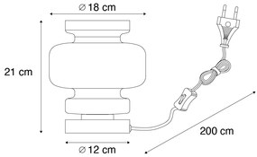 Retro tafellamp zwart met groen glas - Denise Retro E27 rond Binnenverlichting Lamp