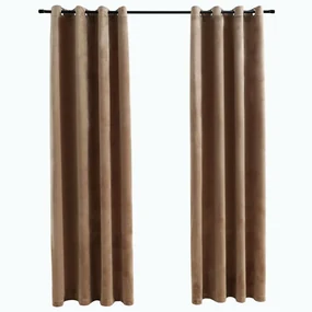 vidaXL Gordijn verduisterend met ringen 2 st 140x245 cm fluweel beige