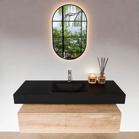 Zaro Alan badmeubel 130cm washed oak 1 lade met vrijhangende wastafel cloud midden 1 kraangat urban