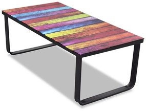 vidaXL Salontafel met regenboog-print glazen tafelblad