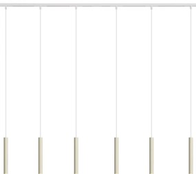 Modern railsysteem met 6 hanglampen beige met wit 1-fase - Slimline Keno