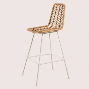 Set Van 2 Hoge Krukken In Synthetisch Rotan Natuurlijke Gouda Natuurlijk & ↑75 Cm & Wit & Geen Kussen - Sklum
