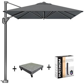 Voyager T1 zweefparasol 300x200 cm antraciet met 90KG voet en hoes