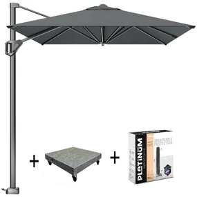 Voyager T1 zweefparasol 300x200 cm antraciet met 90KG voet en hoes