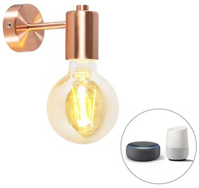 Smart Art Deco wandlamp koper incl. G95 WiFi lichtbron - Facil Modern E27 cilinder / rond Binnenverlichting Lamp