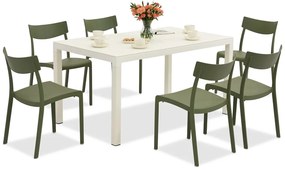 King/Provence tuinset wit en groen voor 6 personen Bica
