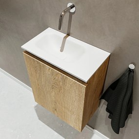 Mondiaz Ture 40cm toiletmeubel washed oak met wastafel talc links geen kraangat