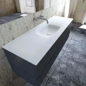 Zaro Valencia Solid Surface badmeubel 150cm mat antraciet zonder kraangat spoelbak midden