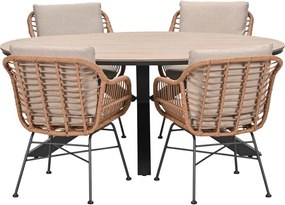 Garden Impressions Lucas tuinset bruin 5-delig - Tulli tuintafel 180x115 cm