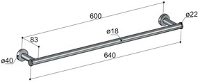 Hotbath Cobber handdoekrek 64cm zwart gepolijst PVD