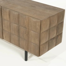 Eleonora Felix Tv-meubel Mangohout Met Vierkantjes 214 Cm - 214x41.5x54cm.