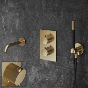 Saniclear Brass Stripes Pro inbouw badkraan geborsteld messing - mat goud