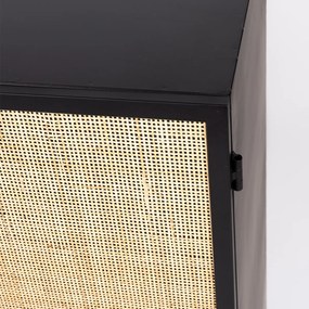 Japandi Kast Zwart Met Rotan - 70x38x145cm.
