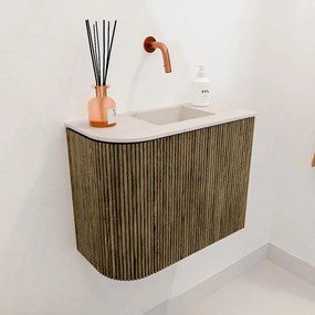 Mondiaz Joya DLux 50cm toiletmeubel ronding links dusk met wastafel faye rechts zonder kraangat meli