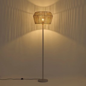 Vloerlamp beige met papieren touw kap 50/50/30 - Simplo