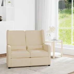 vidaXL Fauteuil 2-zits verstelbaar stof crèmekleurig