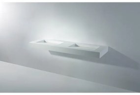 Ideavit Solidsquare Wastafel 150x46x10cm rechthoek 0 kraangaten 2 wasbakken Solid surface wit 280178