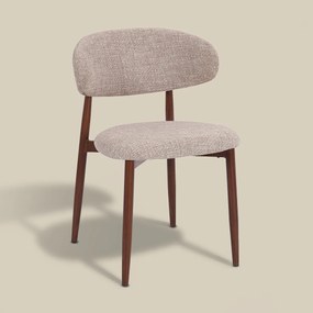 Eetkamerstoel Walnoot Met Beige Stof